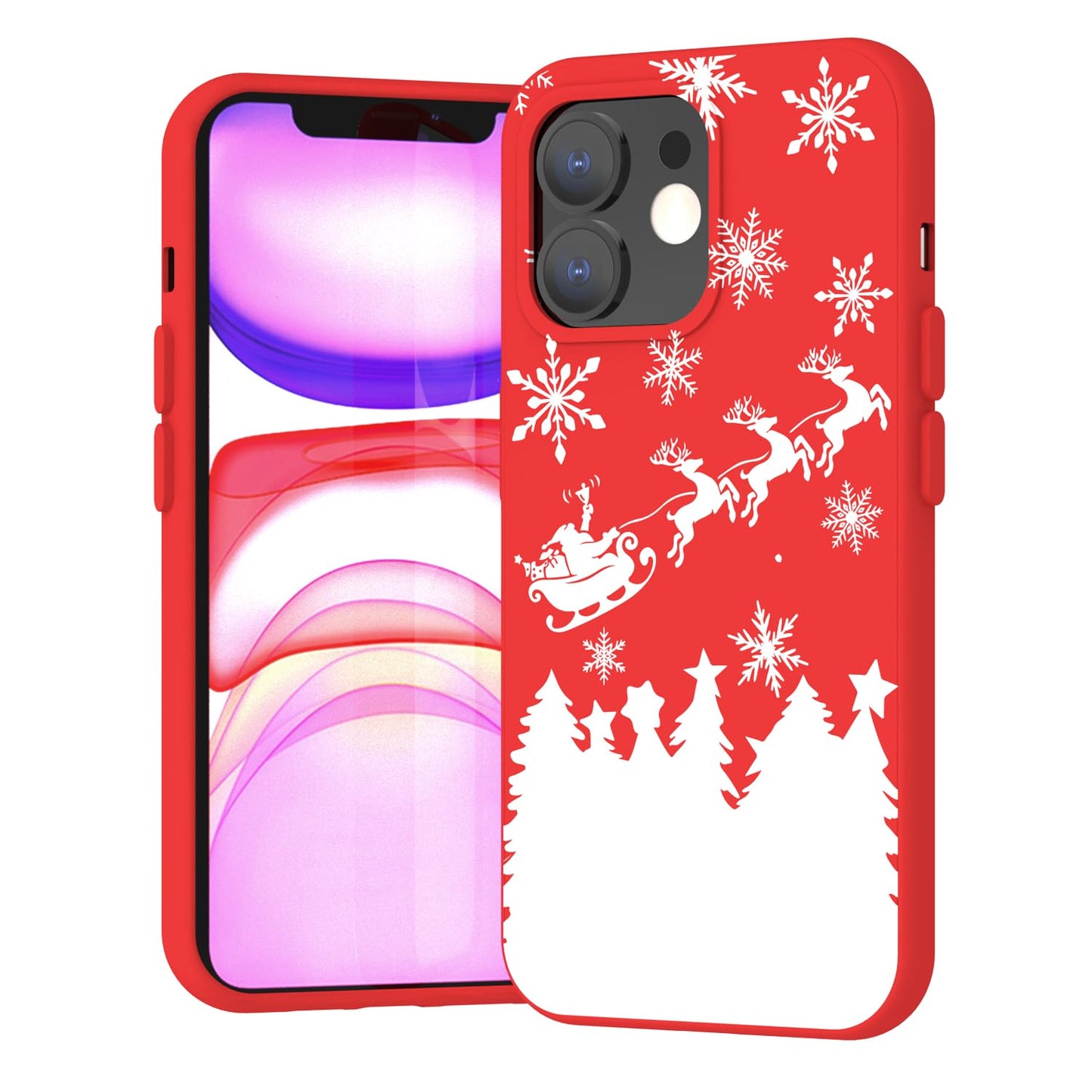 XIMIZU Red Christmas Case for iPhone 11 SnowflakeChristmas Tree Design TPU Girls Mobile Cover Kids Flexible Protector Women Phone Case for iPhone 11