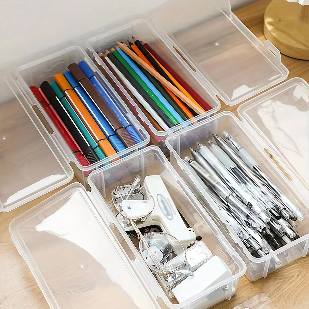 1/5pcs Transparent Plastic Storage Box To Store Small Items Toys Ornaments Jewelry Stickers Cards Organizer With Buckle DIYstuff