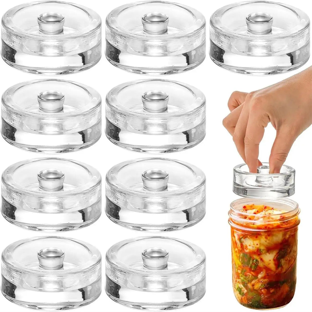 1/2pcs Fermented Glass Weights Wide Mouth Jars Lids Kitchen Gadgets Sealed Storage Container Lids Cheese Fermentation