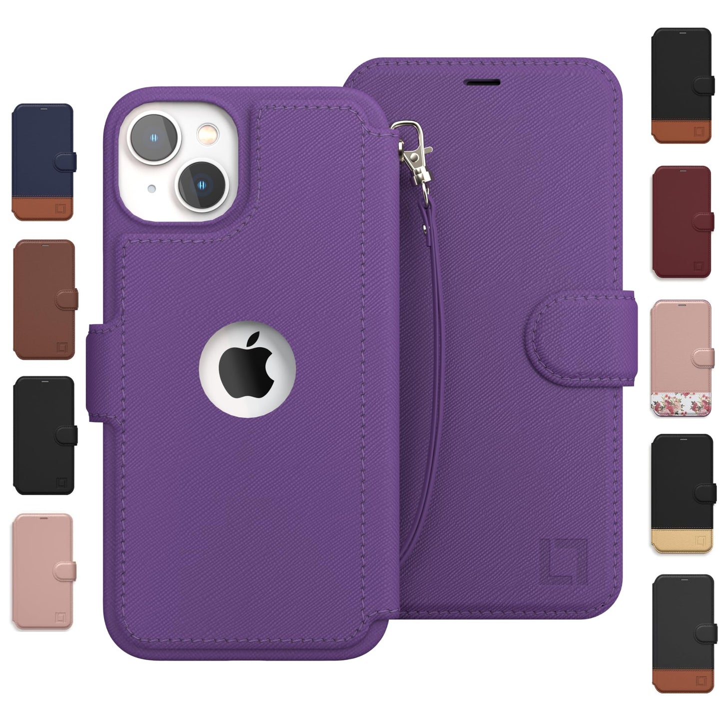 Custodia a portafoglio LUPA Legacy per iPhone 14 per donna e uomo, custodia con porta carte [sottile e protettiva] per Apple 14 (6.1”), cover in pelle per iPhone, simpatica custodia per telefono, blu e marrone, Desert Sky
