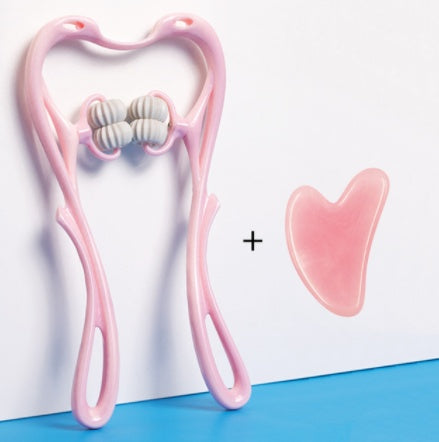Massaggiatore manuale multifunzione per il collo a sei ruote con rulli massaggianti e per alleviare la tensione