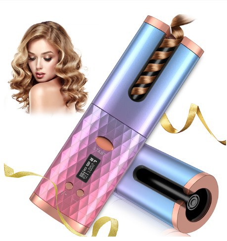 Arricciacapelli Automatico Ricaricabile da Donna, Arricciacapelli Portatile con Display LCD, in Ceramica, Girevole, per Onde e Ricci