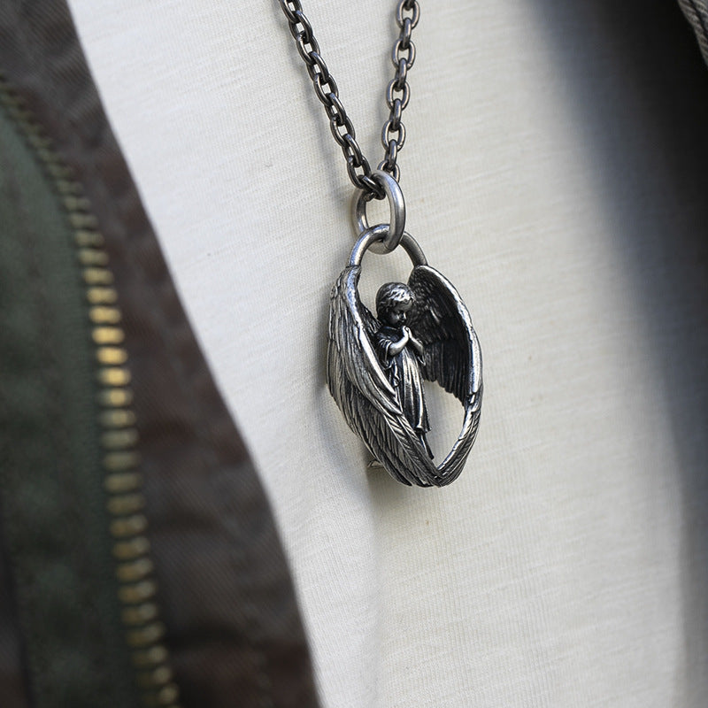 Nuova Collana con Pendente Personalizzata Ali d'Angelo da Uomo