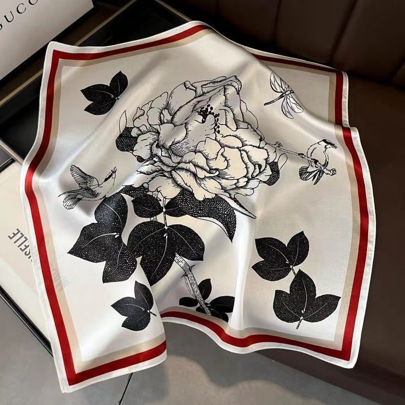 Womens Lightweight Spring Summer Silk Scarf Sun-protective Neck Gaiter And Hair Tie