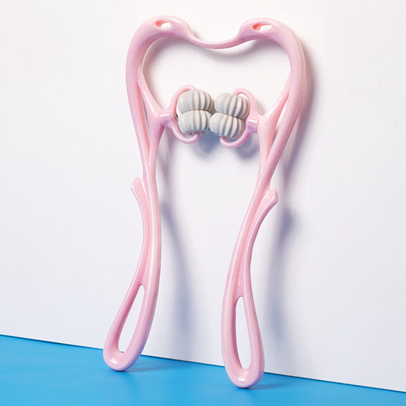 Massaggiatore manuale multifunzione per il collo a sei ruote con rulli massaggianti e per alleviare la tensione