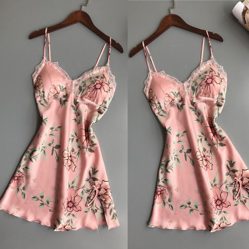Vestaglia intima da donna, vestito da notte, pigiama in pizzo, raso di seta