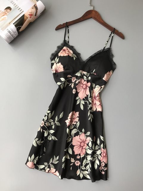 Vestaglia intima da donna, vestito da notte, pigiama in pizzo, raso di seta