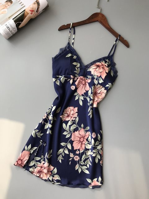 Vestaglia intima da donna, vestito da notte, pigiama in pizzo, raso di seta