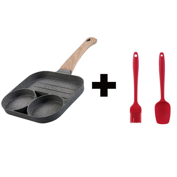 Multi Functional 4 Hole Frying Pan Non Stick Breakfast Burger Egg Pancake Maker Medical Stone Four Hole Omelet Pan