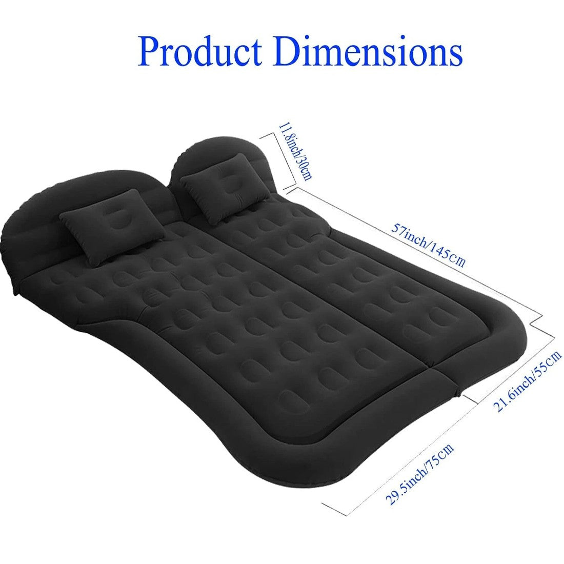 Car SUV Air Bed Sleep Travel Inflatable Mattress Seat Cushion Mat Camping WPump