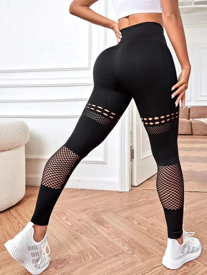 Pantaloni Yoga Senza Cuciture con Dettagli Vuoti per Allenamento Fitness