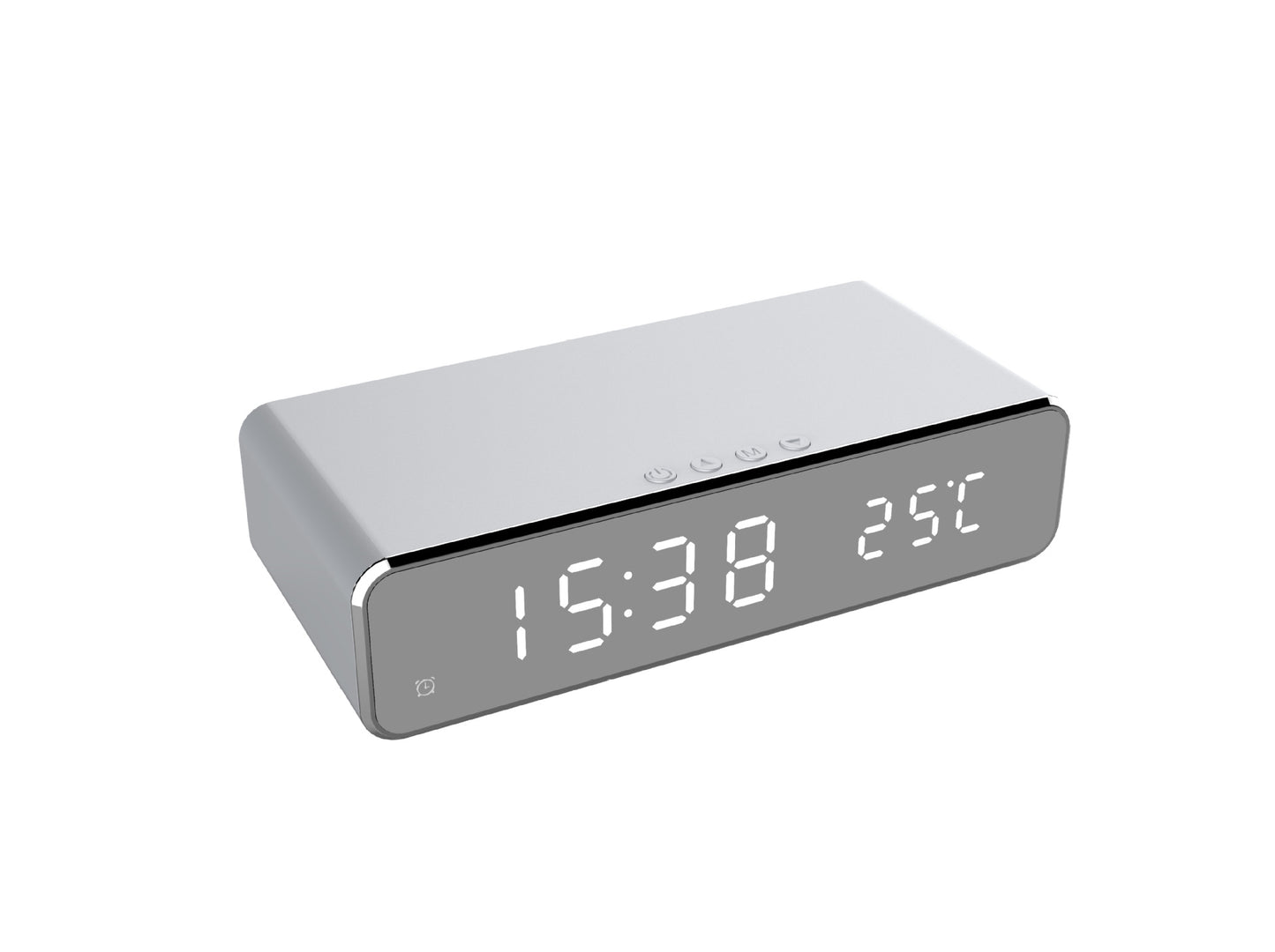 Sveglia elettrica a LED con caricabatterie wireless, display digitale da scrivania, sveglia con termometro, orologio a specchio HD, decorazione da tavolo
