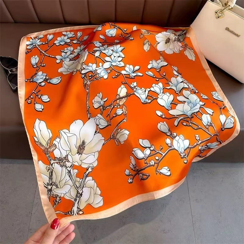 Womens Lightweight Spring Summer Silk Scarf Sun-protective Neck Gaiter And Hair Tie