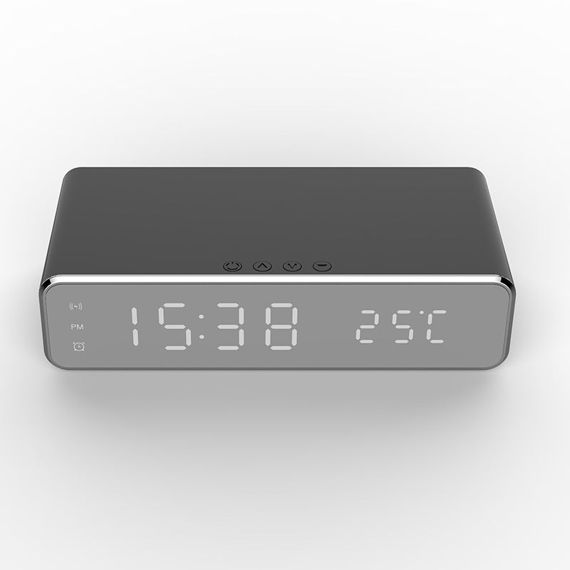 Sveglia elettrica a LED con caricabatterie wireless, display digitale da scrivania, sveglia con termometro, orologio a specchio HD, decorazione da tavolo