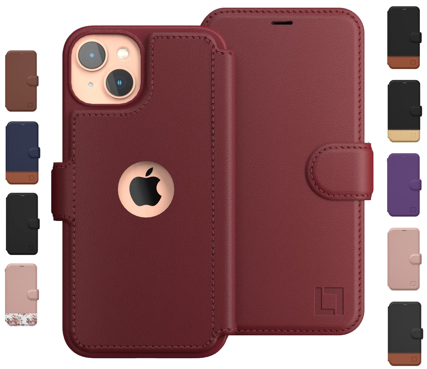 Custodia a portafoglio LUPA Legacy per iPhone 14 per donna e uomo, custodia con porta carte [sottile e protettiva] per Apple 14 (6.1”), cover in pelle per iPhone, simpatica custodia per telefono, blu e marrone, Desert Sky