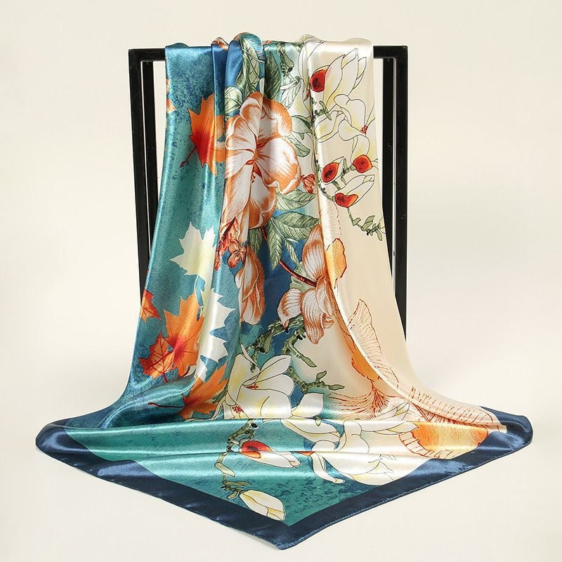 Womens Lightweight Spring Summer Silk Scarf Sun-protective Neck Gaiter And Hair Tie