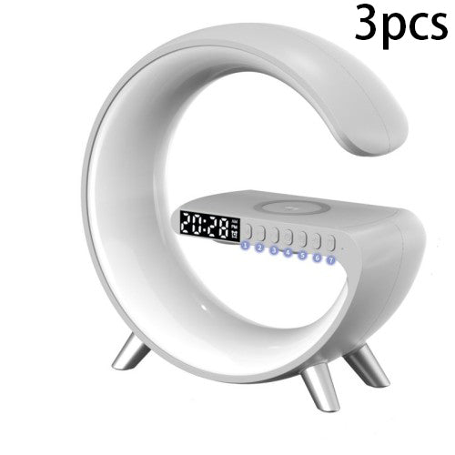 Nuova Lampada Intelligente a LED a forma di G con Altoparlante Bluetooth, Caricatore Wireless, Lampada d'Atmosfera, Controllo tramite App per Camera da Letto e Arredamento Casa