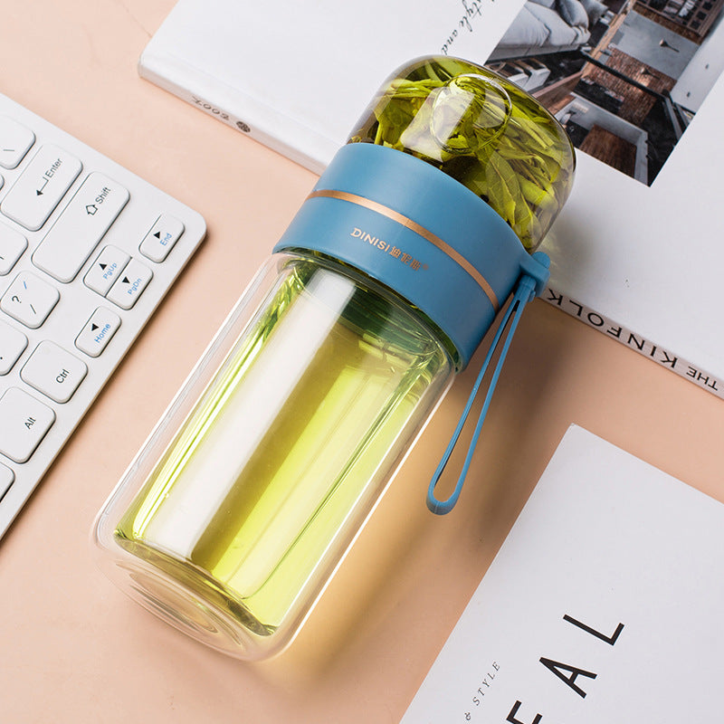 Borracce in Vetro con Filtro Infusore per Tè, Separazione Tè, Doppia Parete, Bottiglia d'Acqua a Prova di Perdite