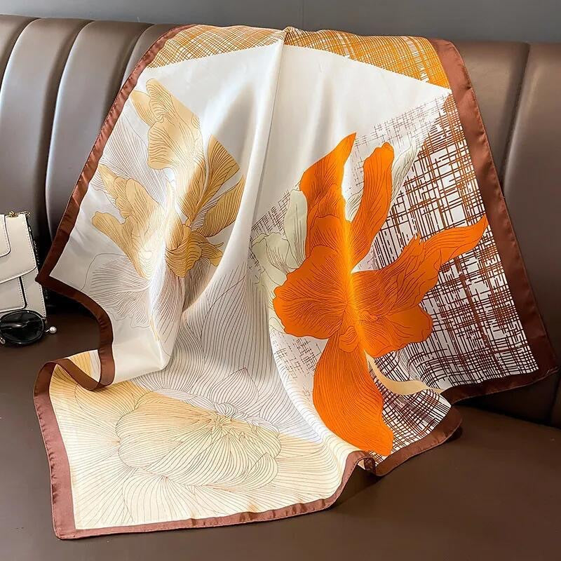 Womens Lightweight Spring Summer Silk Scarf Sun-protective Neck Gaiter And Hair Tie