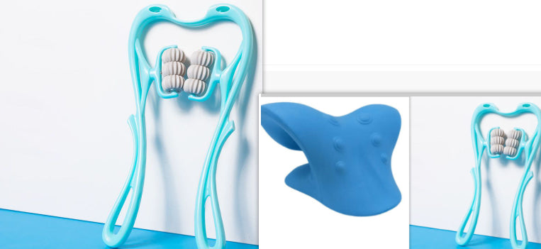 Massaggiatore manuale multifunzione per il collo a sei ruote con rulli massaggianti e per alleviare la tensione