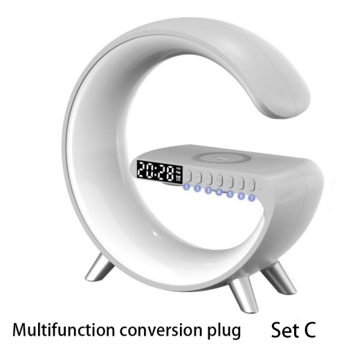 Nuova Lampada Intelligente a LED a forma di G con Altoparlante Bluetooth, Caricatore Wireless, Lampada d'Atmosfera, Controllo tramite App per Camera da Letto e Arredamento Casa