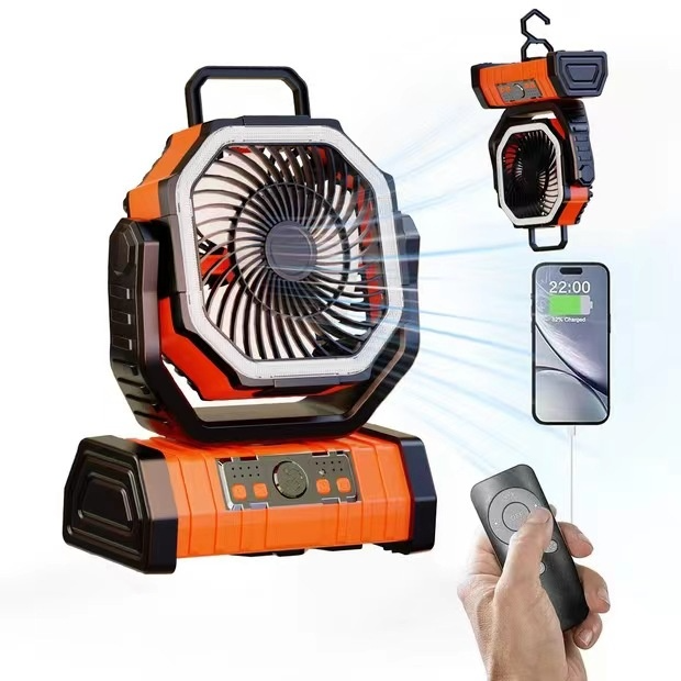 Banca di alimentazione portatile da esterno, luce LED, ventilatore da campeggio