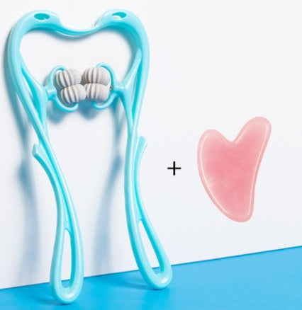 Massaggiatore manuale multifunzione per il collo a sei ruote con rulli massaggianti e per alleviare la tensione