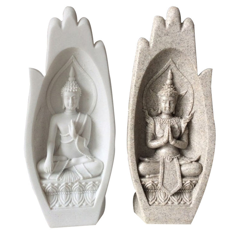 Scultura Decorativa Creativa a Forma di Mano di Buddha in Resina per la Casa