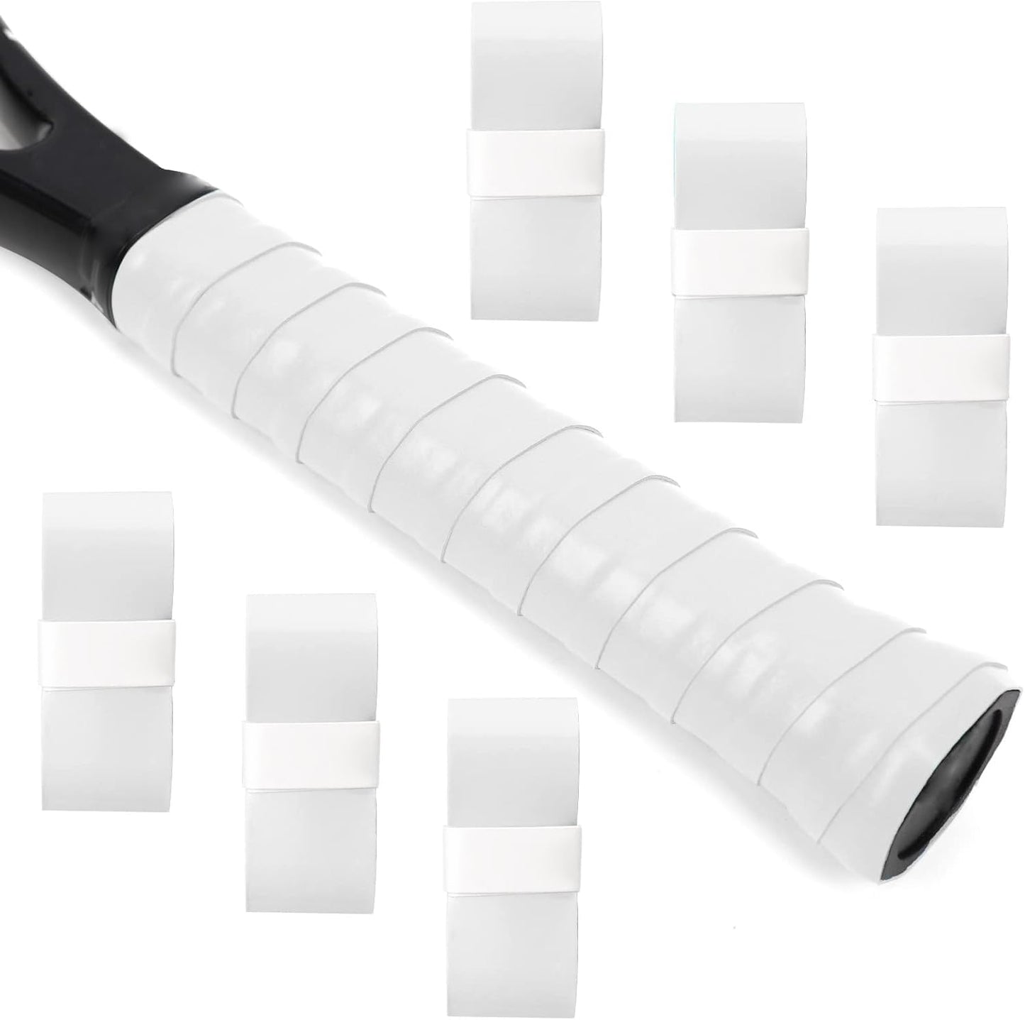 L LK SPORTS Nastro avvolgente per racchette da tennis, 6 pezzi pretagliati, antiscivolo, nastro avvolgente per racchette da tennis, assorbente, sensazione asciutta, overgrip per tennis e pickleball, colore bianco