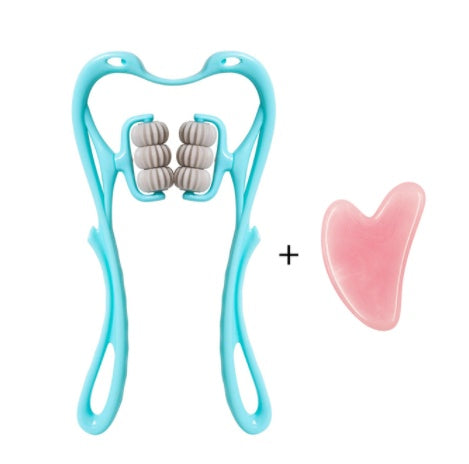 Massaggiatore manuale multifunzione per il collo a sei ruote con rulli massaggianti e per alleviare la tensione