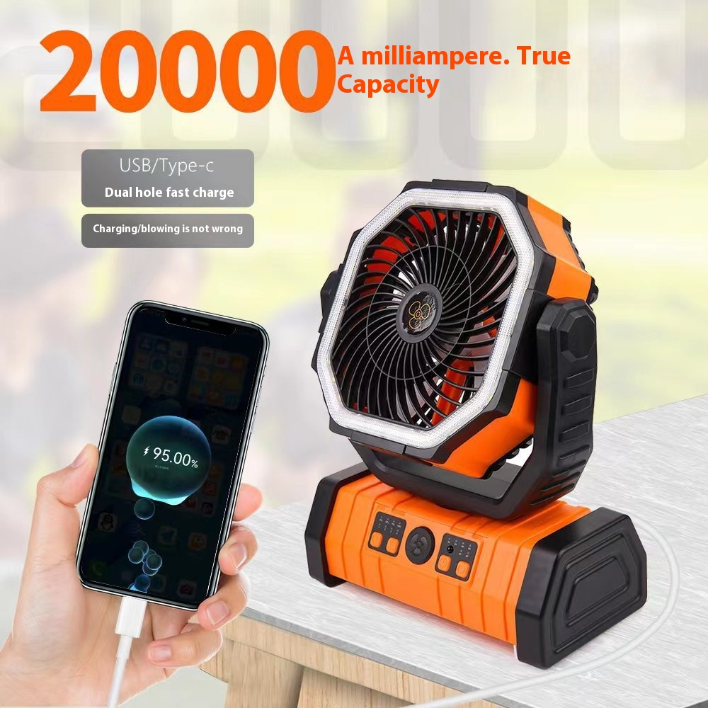 Banca di alimentazione portatile da esterno, luce LED, ventilatore da campeggio