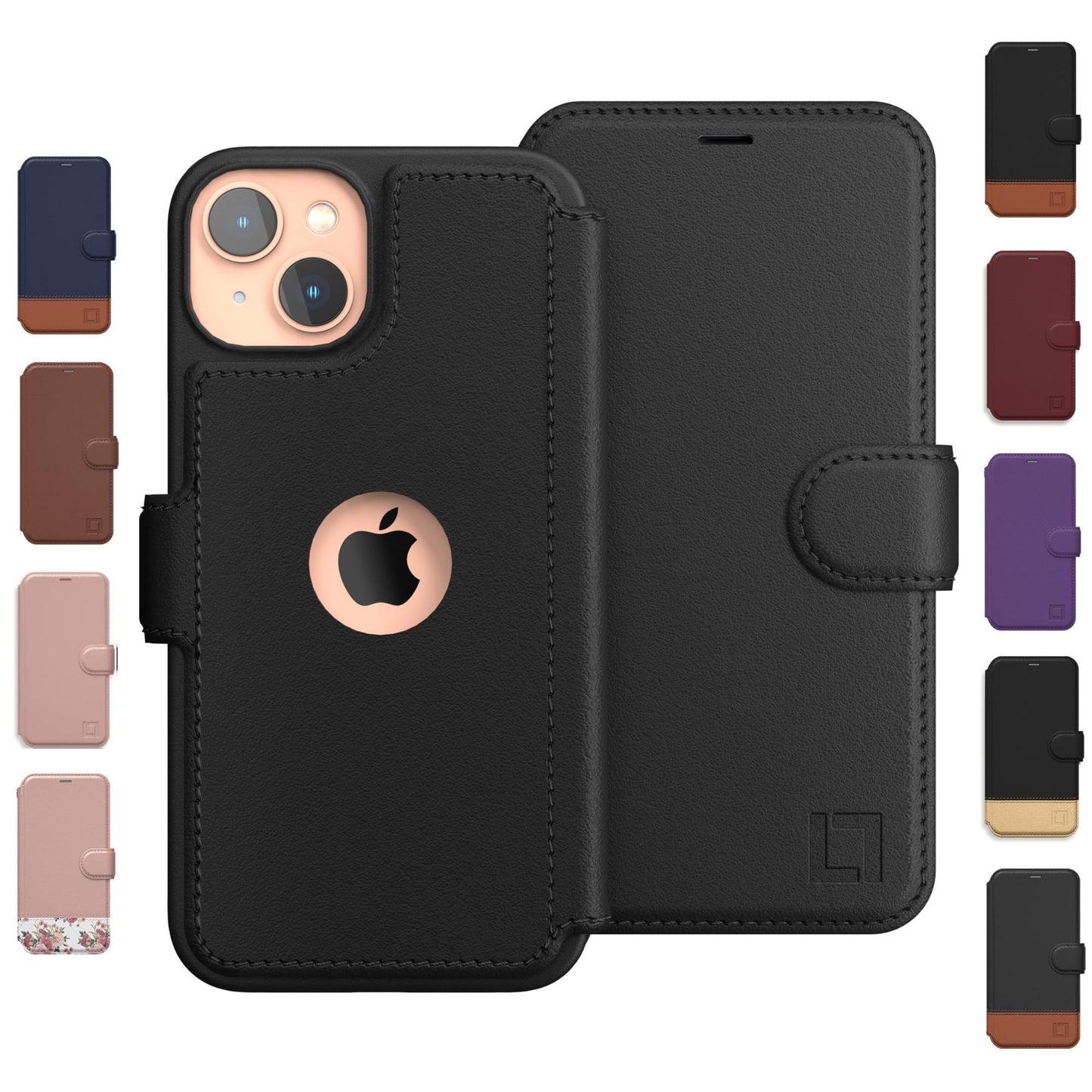 Custodia a portafoglio LUPA Legacy per iPhone 14 per donna e uomo, custodia con porta carte [sottile e protettiva] per Apple 14 (6.1”), cover in pelle per iPhone, simpatica custodia per telefono, blu e marrone, Desert Sky