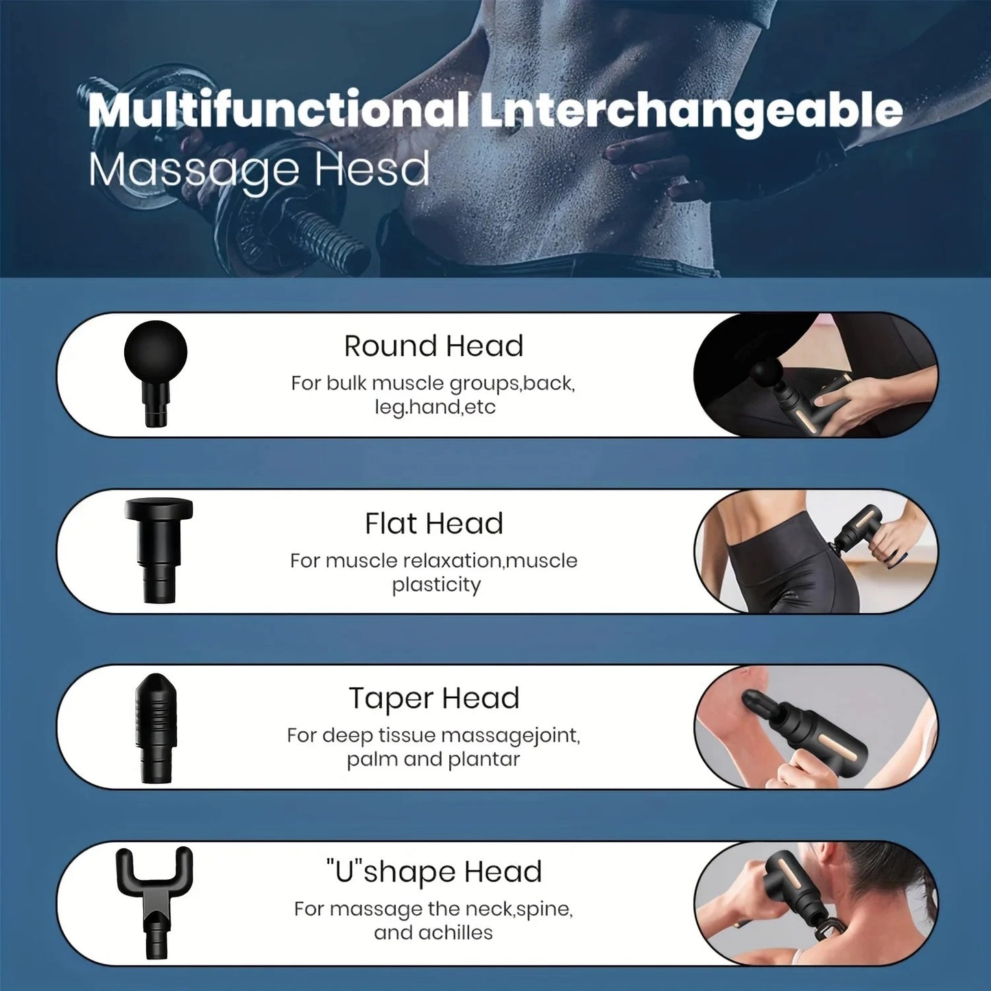 Pistola Massaggiante per Rilassamento Muscolare Profondo, Massaggio al Collo, Attrezzatura Elettrica per Fitness, Riduzione del Rumore, Unisex.