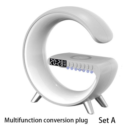 Nuova Lampada Intelligente a LED a forma di G con Altoparlante Bluetooth, Caricatore Wireless, Lampada d'Atmosfera, Controllo tramite App per Camera da Letto e Arredamento Casa