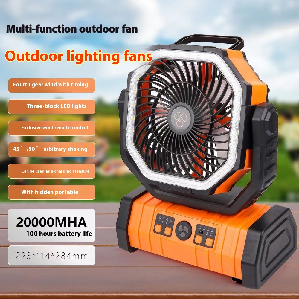 Banca di alimentazione portatile da esterno, luce LED, ventilatore da campeggio