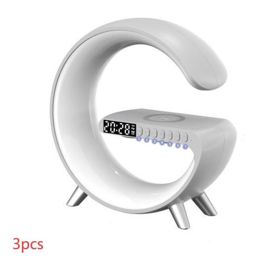 Nuova Lampada Intelligente a LED a forma di G con Altoparlante Bluetooth, Caricatore Wireless, Lampada d'Atmosfera, Controllo tramite App per Camera da Letto e Arredamento Casa