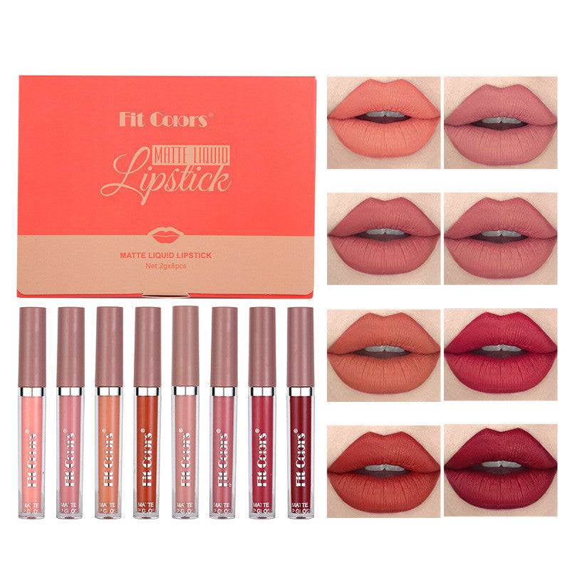 Lucidalabbra Opaco Che Non Macchia, Non Facile da Sbiadire, Rossetto Liquido Nebbioso in Tubetto Sottile, Confezione da 8 Colori