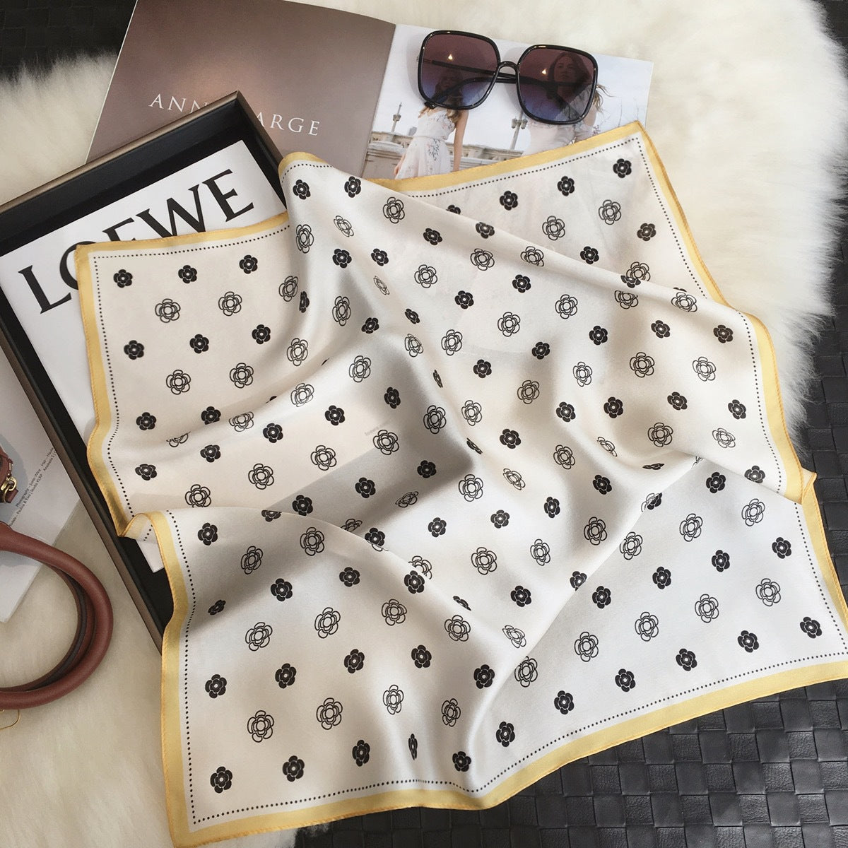 Womens Lightweight Spring Summer Silk Scarf Sun-protective Neck Gaiter And Hair Tie