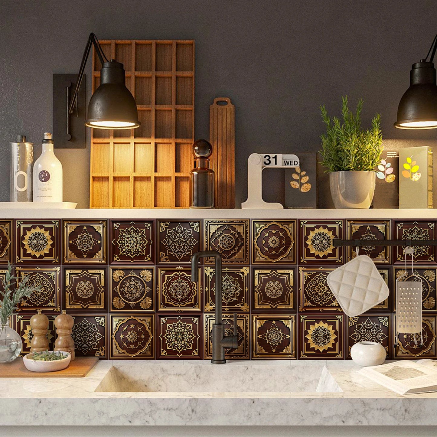 Classic Tile Self-adhesive Wallpaper, Waterproof Thickened PE Foam Wall Sticker for Bedroom, Bathroom, Kitchen, Tile Sticker