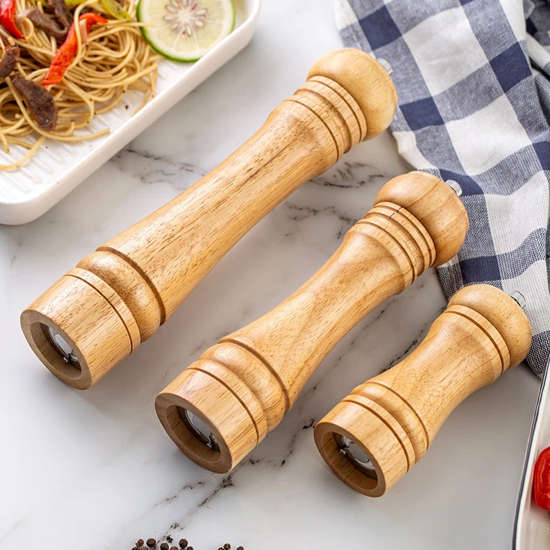 5/8/10 Inch Solid Wood Salt and Pepper Mills Spice Grain Grinder with Adjustable Ceramic Grinding Core Kitchen Tools Mills