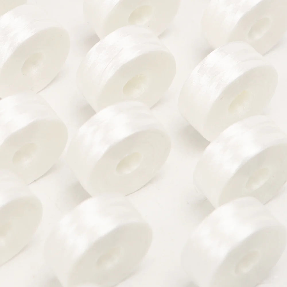 144 Eco-friendly Coreless Prewound Bobbins Thread Sideless Style L 60WT Polyester 145 Meters Long White And Black Colors Choice