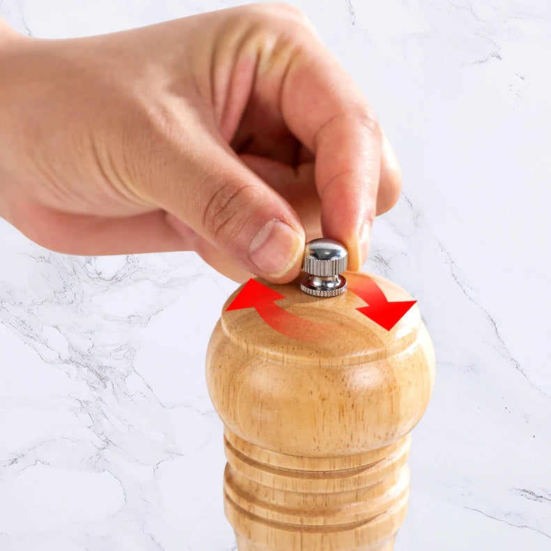 5/8/10 Inch Solid Wood Salt and Pepper Mills Spice Grain Grinder with Adjustable Ceramic Grinding Core Kitchen Tools Mills