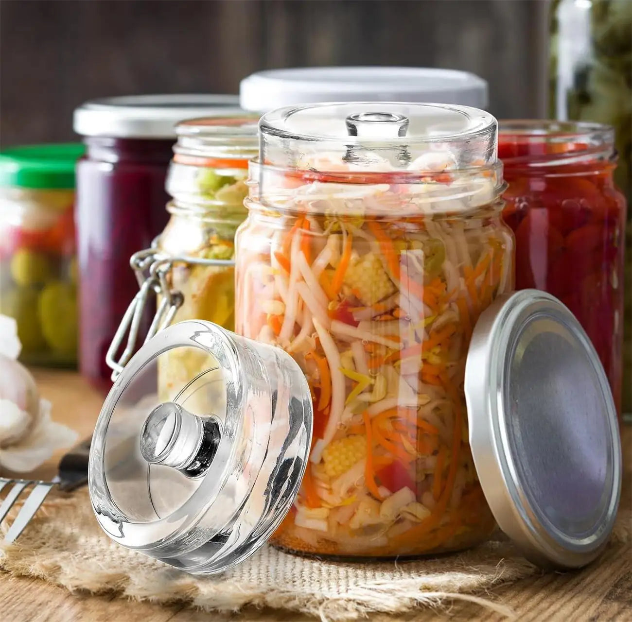 1/2pcs Fermented Glass Weights Wide Mouth Jars Lids Kitchen Gadgets Sealed Storage Container Lids Cheese Fermentation
