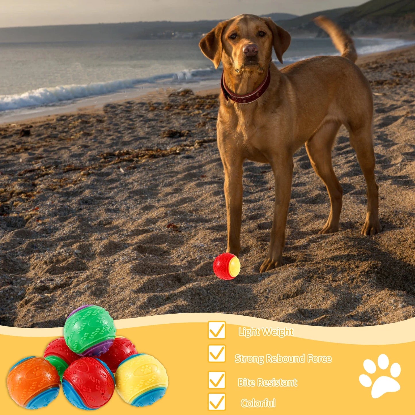 6Pcs Squeaky Balls Toys Dogs Interactive Toys TPR Dog Chew Toy for Dog Pet Teeth Cleaning Bite Resistance Pet Supplies