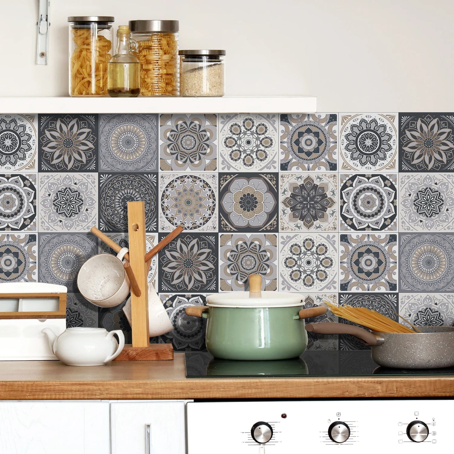 Classic Tile Self-adhesive Wallpaper, Waterproof Thickened PE Foam Wall Sticker for Bedroom, Bathroom, Kitchen, Tile Sticker
