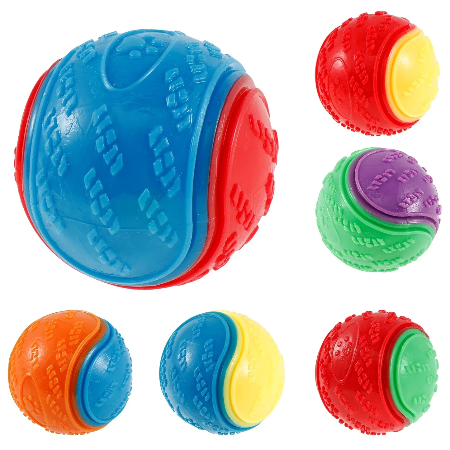 6Pcs Squeaky Balls Toys Dogs Interactive Toys TPR Dog Chew Toy for Dog Pet Teeth Cleaning Bite Resistance Pet Supplies