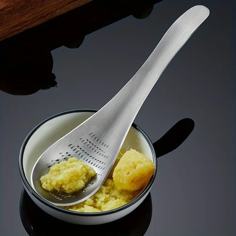 Stainless Steel Garlic Ginger Fruits Root Vegetable Grater Grinder Spoon for Kitchen