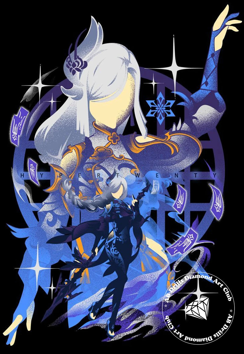 Genshin Impact 5D DIY AB Diamond Painting Anime Game Girl Xiao And Zhongli Cross Stitch Rhinestones Mosaic Embroidery Home Decor