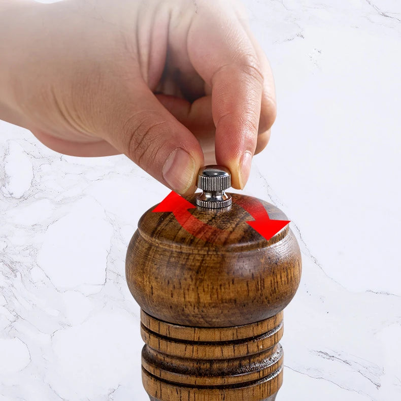 5/8/10 Inch Solid Wood Salt and Pepper Mills Spice Grain Grinder with Adjustable Ceramic Grinding Core Kitchen Tools Mills