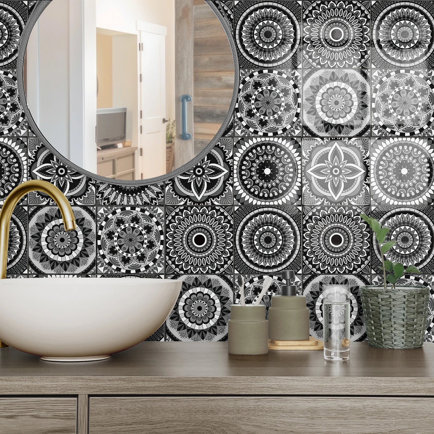 Classic Tile Self-adhesive Wallpaper, Waterproof Thickened PE Foam Wall Sticker for Bedroom, Bathroom, Kitchen, Tile Sticker